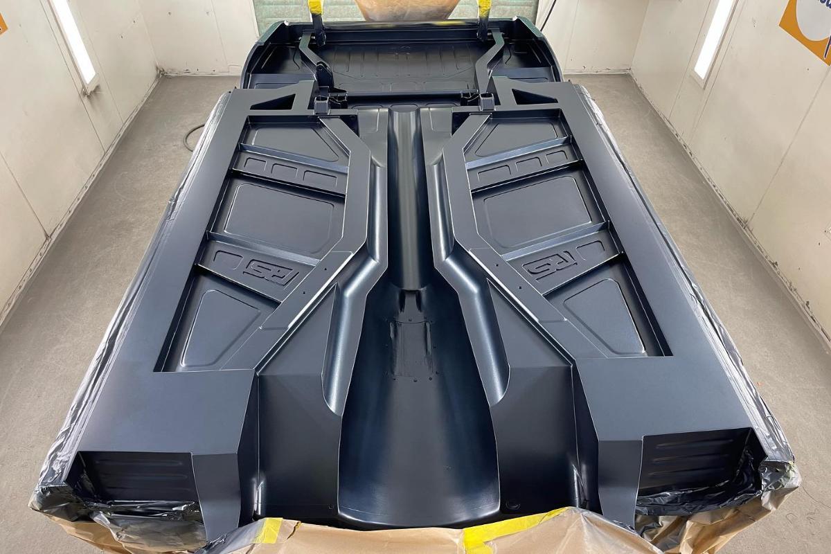 Custom supercharged 1969 Fastback Mustang Underbody Bodywork and Paint